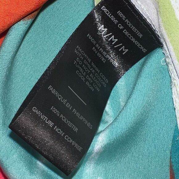 Natori Boro Kaftan Button Down Dress Colorful Turquiose Geometric Women’s Medium - Picture 9 of 16